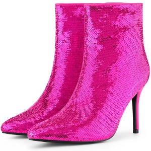 BLISSFUL STEP Women's Stiletto Heel Pointed Toe Party Sequin Dressy Ankle Boots - 1 of 4