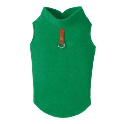 Gooby Every Day Fleece Cold Weather Dog Vest for Small Dogs, Green, Medium