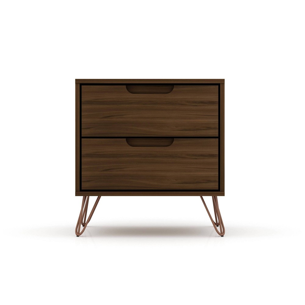 Photos - Storage Сabinet 2.0 Rockefeller Nightstand Brown - Manhattan Comfort: Modern Bedside Table