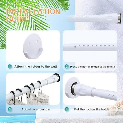 LunaLulinlk Tension Shower Curtain Rod, 42-87 inch Adjustable Shower Curtain Rod No Drilling for Bathroom Closet, White