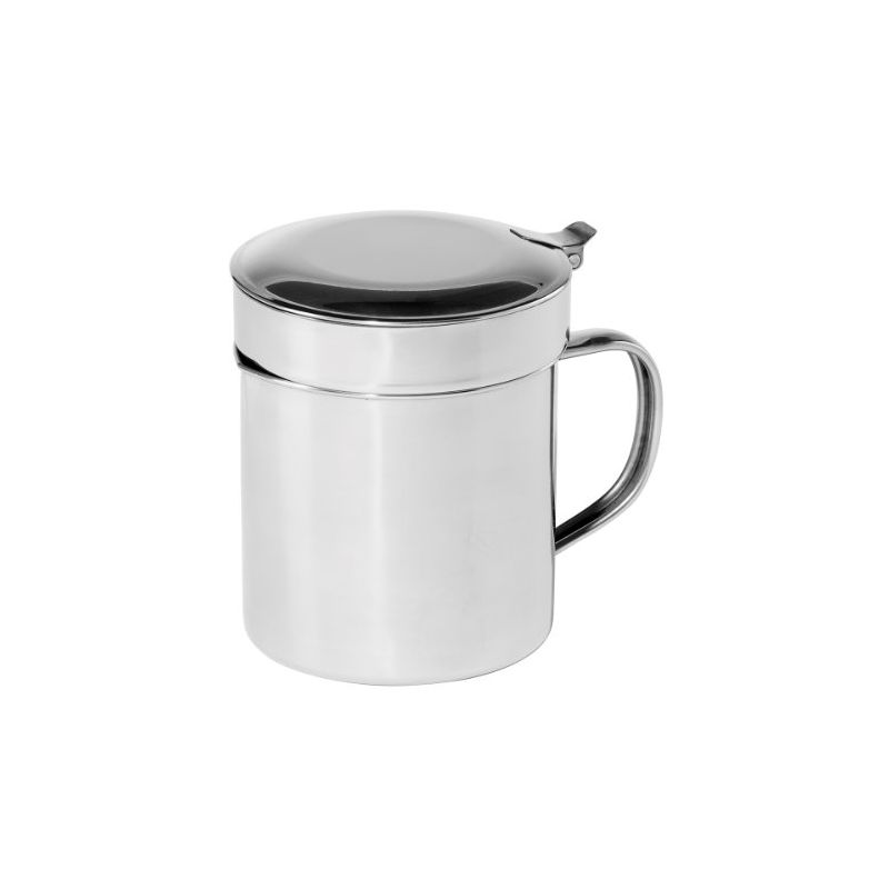 OGGI Stainless Steel Grease Container with Handle, Removable Strainer and Flip Top Lid, 1 of 8