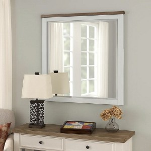 Royal Hampton Dresser Mirror, White Pinewood Frame, Dark Brown Top, 36 Inch - 1 of 4