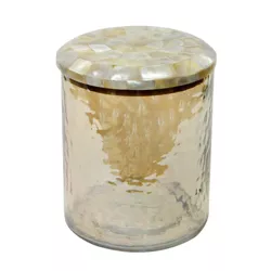 Large Hammered Glass Canister with Mop Lid Amber - Nu Steel