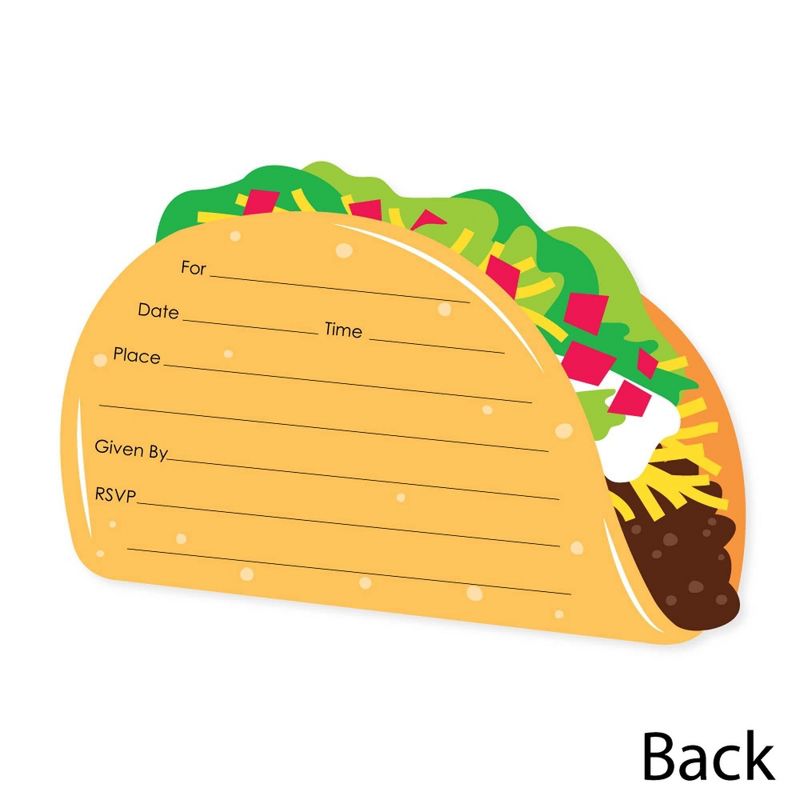 Big Dot of Happiness Taco 'Bout Fun - Shaped Fill-in Invitations - Fiesta Invitation Cards with Envelopes - Set of 12, 5 of 8