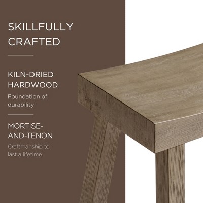 Vincent Antiqued Grey Wooden Backless Saddle Counter Stool