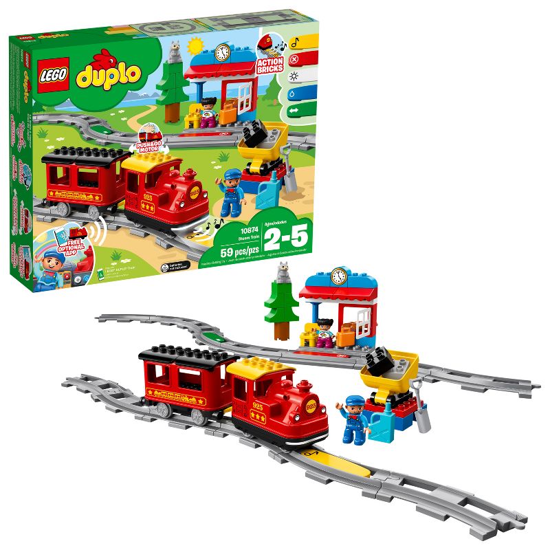 LEGO DUPLO My Town Steam Train Set with Action Bricks 10874, 1 of 9