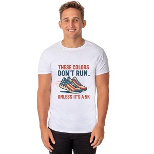 Men's 4th These Colors Don't Run Unless It's A 5K Patriotic Funny T-Shirt For Adults - 1 of 4