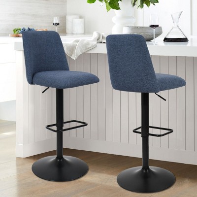24"-33" Bruno Upholstered Swivel Adjustable Height Barstools (Set of 2) -Maison Boucle