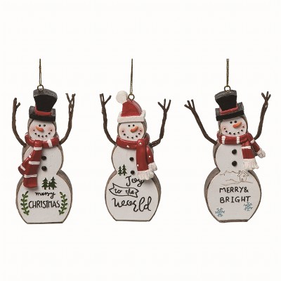 Transpac Resin Merry Snowman Ornament Set of 3 Christmas Home Decorations