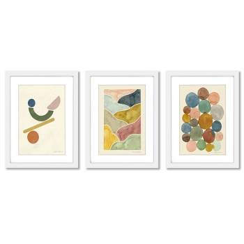 Organic Watercolor Pods by Pauline Stanley - 3 Piece Gallery Framed Print  Art Set