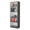 71in Contemporary Wood Bookcase with 5 Fixed Shelves and Closed Back Panel for Home Office or Living Room Storage-3irtyhousy - 3 of 4