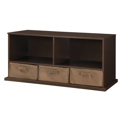 Badger Basket Stackable Shelf Storage Cubby with Three Baskets Espresso