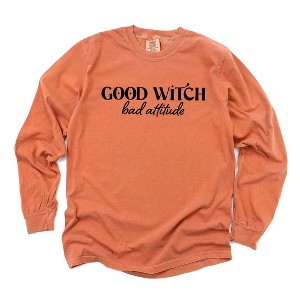 Simply Sage Market Women's Good Witch Bad Attitude Long Sleeve Garment Dyed Tee - 1 of 4