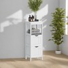 Modern Bathroom Floor Cabinet with 2 Drawers and Open Shelf - White Freestanding Storage Organizer - 3 of 4