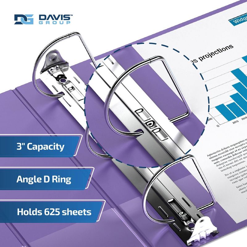 Davis Group 6pk 3&#34; Premium Economy Round Ring Binders Purple, 3 of 9