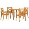 vidaXL 5-Piece Patio Dining Set – Made of Solid Acacia Wood - Round Table and 4 Chairs - Outdoor Furniture for Backyard, Garden or Poolside - 3 of 4
