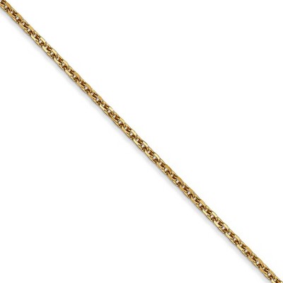 Black Bow Jewelry 1.65mm 14k Yellow Gold Diamond Cut Solid Cable Chain Necklace