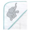 Luvable Friends Baby Unisex Cotton Hooded Towel and Washcloth, Gray Elephant, One Size - 2 of 3