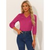 INSPIRE CHIC Women's V Neck 3/4 Sleeve Casual Office Work Satin Blouses - 2 of 4