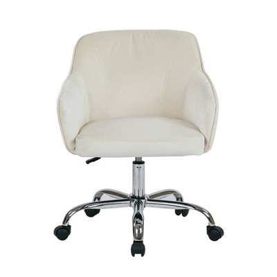 Oyster White Velvet Swivel Task Chair with Chrome Base