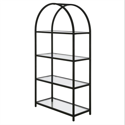 62" Blackened Bronze Arched Étagère with Glass Shelves
