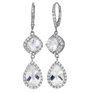 Designs By Gioelli Sterling Silver Created White Sapphire Drop Earrings - 1 of 2