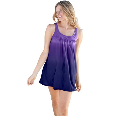 Swim 365 Women's Plus Size Two-piece Ombré Swim Dress - 30, Purple : Target