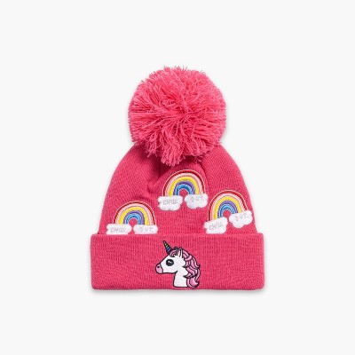 Turtle Fur Girls Unicorn Pom Beanie
