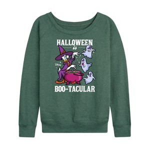 Women's - Disney - Halloween Is Bootacular Lightweight French Terry Wide Neck Long Sleeve Shirt - 1 of 4