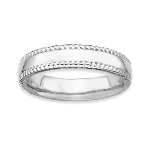 Black Bow Jewelry Sterling Silver Stackable Rope Edged 4.25mm Band - 1 of 4