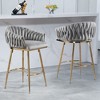 CAVINAS Set of 2 Velvet Bar Stool with Hand-Wave Back,26'' Counter Stools with Golden Chrome Base & Footrest for Home Pub & Kitchen Island - 2 of 4