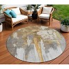 Ivory And Gold Abstract Washable Indoor Outdoor Area Rug - 2 of 4