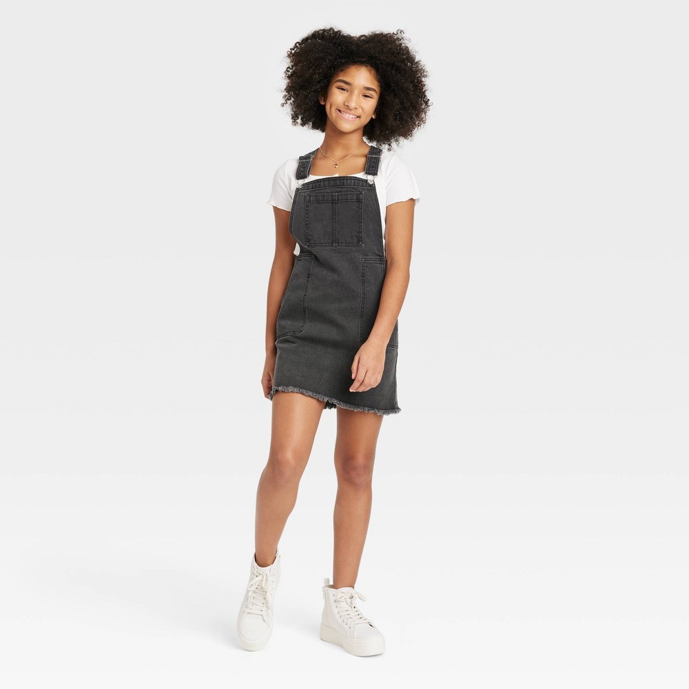 Girls' Pocket Pinafore Dress - art class Black Wash XXL