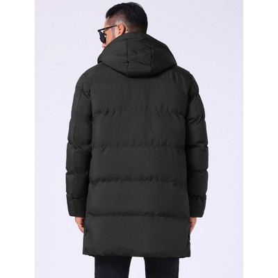 Мужские куртки INSPIRE CHIC Men's Mid-Length Warm Zipper Winter Quilted Hooded Puffer Jacket Medium Dark Green — фото 3