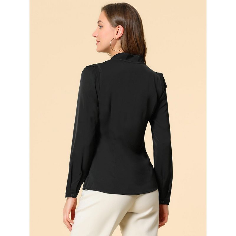 Allegra K Women's Elegant V Neck Work Office Button Up Shirt, 5 of 7
