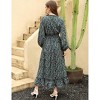 Women's Bohemian Floral Print Maxi Dress - V-Neck Long Sleeve Wedding Guest Gown, Flowy Beach Dress - 4 of 4
