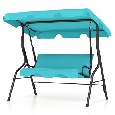 Tangkula 3-Seats Outdoor Glider Hammock with Adjustable Waterproof Canopy Aluminum Frame Patio Swing Chair