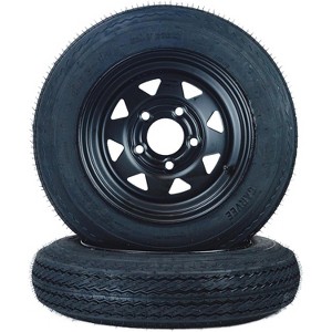 4.80x8 Trailer Tire & Wheel Assembly, Set of 2 - Load Range C 6PR, 4 Lug 4" Bolt Pattern, Black Steel Rim for Utility & Boat Trailers - 1 of 4