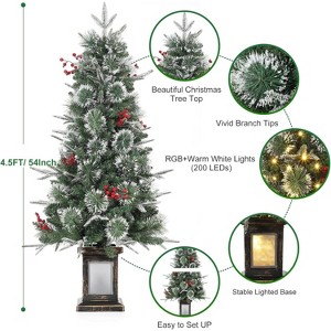 3ft Snow Flocked Christmas Tree, Small Artificial Christmas Tree with Base & 78 Lights, 8 Lighting Modes Hinged Xmas Tree, Christmas Decor - 1 of 4