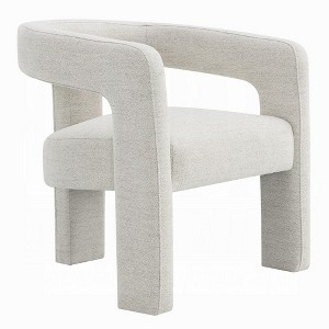 Royal Hampton Side Dining Chair Set of 2, Textured Off White Boucle, Curved Back - 1 of 2