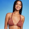 Women's Flower Charm Lurex Plisse Textured Triangle Bikini Top - Wild Fable™ - image 3 of 4