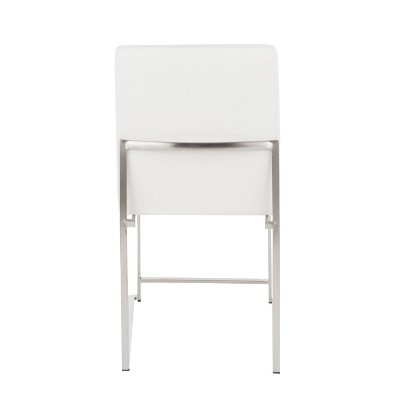 White Faux Leather High Back Metal Side Chair