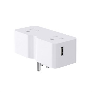 ELEGRP USB Wall Outlet Extender,with Two USB A Ports 21W, Electrical Outlet Extender Wall Tap for Travel, Home and Office, 125V, White, 1 Pack - 1 of 1