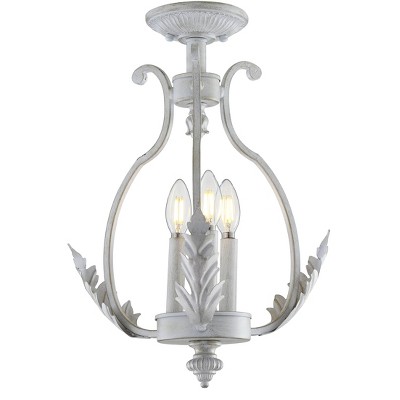 12.2" LED Metal Semi Flush Mount Antique White - Jonathan Y