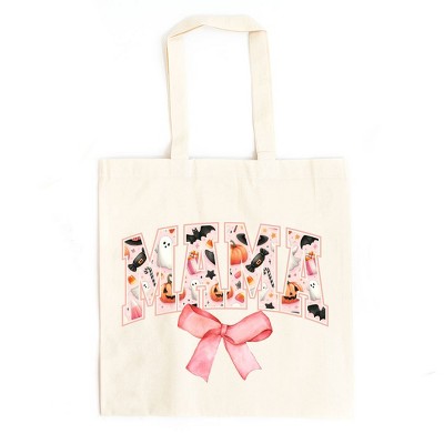 City Creek Prints Coquette Halloween Mama Canvas Tote Bag - 15x16 - Natural