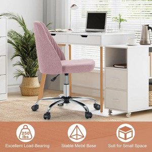 Adjustable Swivel Chair: Modern Fabric, Armless Design - 1 of 4