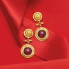 Ross-Simons Italian Garnet Floral Drop Earrings in 18kt Gold Over Sterling - 3 of 4
