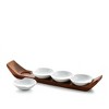 Nambe Quatro Snack & Serve Set, 4 Porcelain Bowls & Acacia Wood Rest Base - 2 of 4