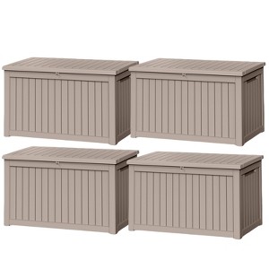 VisioGear Deck Boxes, 4-Piece 230 Gal Outdoor Storage Deck Box, Small Patio Storage Bin for Garden Tools, Brown, 57.87"*32.24"*33.66" - 1 of 4