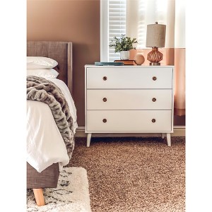 ORRD Harper 3-Drawer Dresser, Mid-Century Modern Baby Nursery Dresser with Safety Strap, Solid Pine Wood - 1 of 4